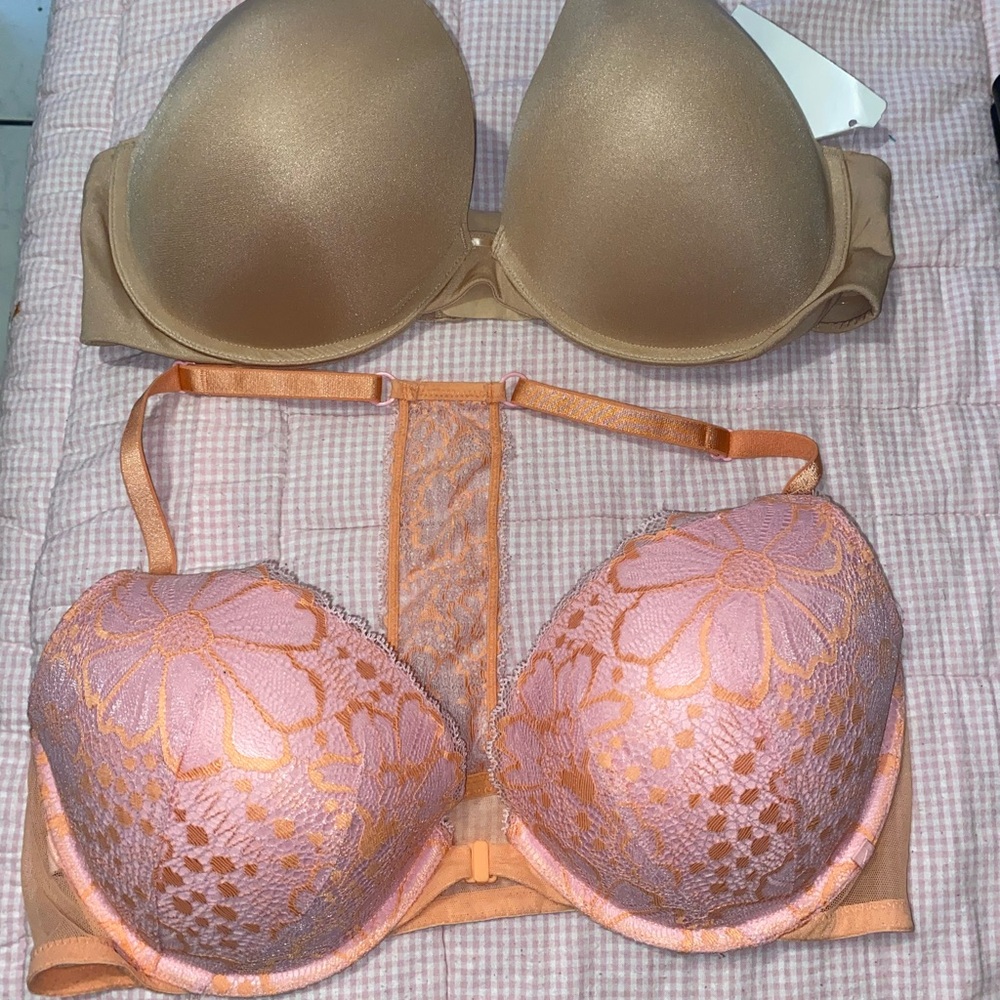 Victoria's Secret Floral Lace Bra - Pink and Tan